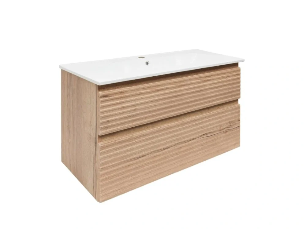 Naturel Koupelnová skříňka 2 zásuvková s umyvadlem Naturel Savona 98x53x44,8 cm dub Halifax mat SAVONA2100DH Akce