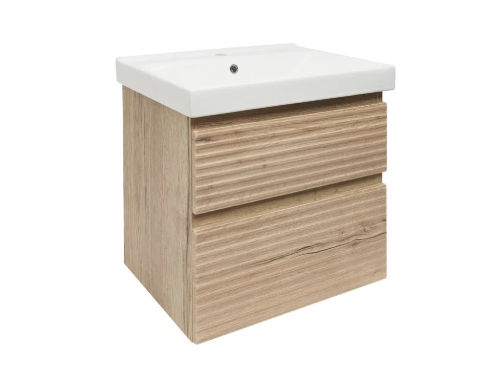 Naturel Koupelnová skříňka 2 zásuvková s umyvadlem Naturel Savona 58x53x44,8 cm dub Halifax mat SAVONA260DHU1 Levný
