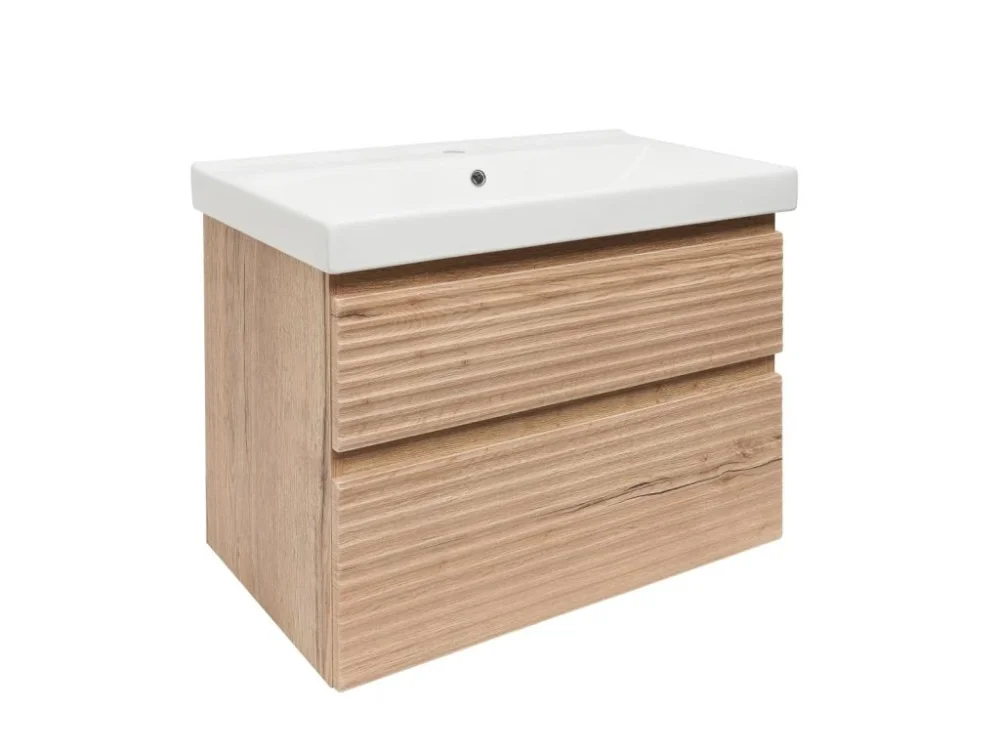 Naturel Koupelnová skříňka 2 zásuvková s umyvadlem Naturel Savona 78x53x44,8 cm dub Halifax mat SAVONA280DHU1 Poslední Šance