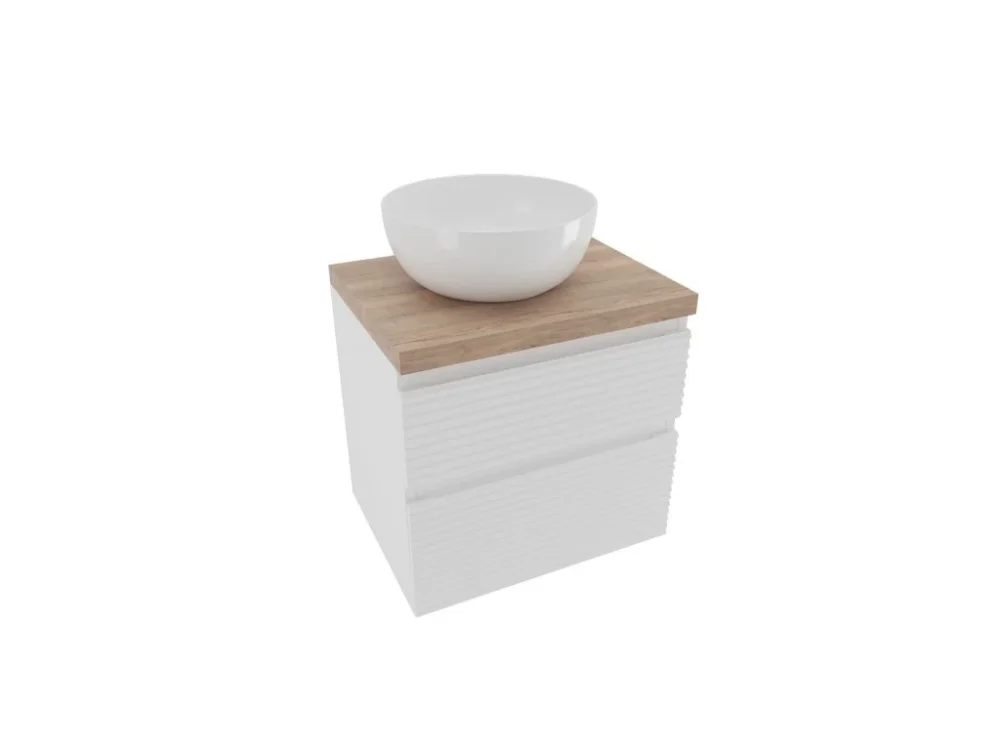 Vysoce Kvalitní Naturel Koupelnová skříňka 2 zásuvková s krycí deskou Naturel Savona 58x53x44,8 cm bílá lesk SAVONA260BIDDH