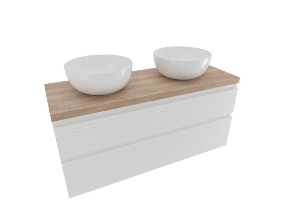 Výprodej Naturel Koupelnová skříňka 2 zásuvková s krycí deskou Naturel Savona 118x53x44,8 cm bílá lesk SAVONA2120BIDDH