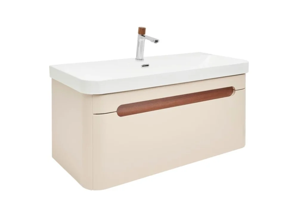 Pouze Dnes SAT Koupelnová skříňka s umyvadlem a baterií SAT Fusion 97,5x43x45 cm pískově béžová mat SATFUSION100BEUBA