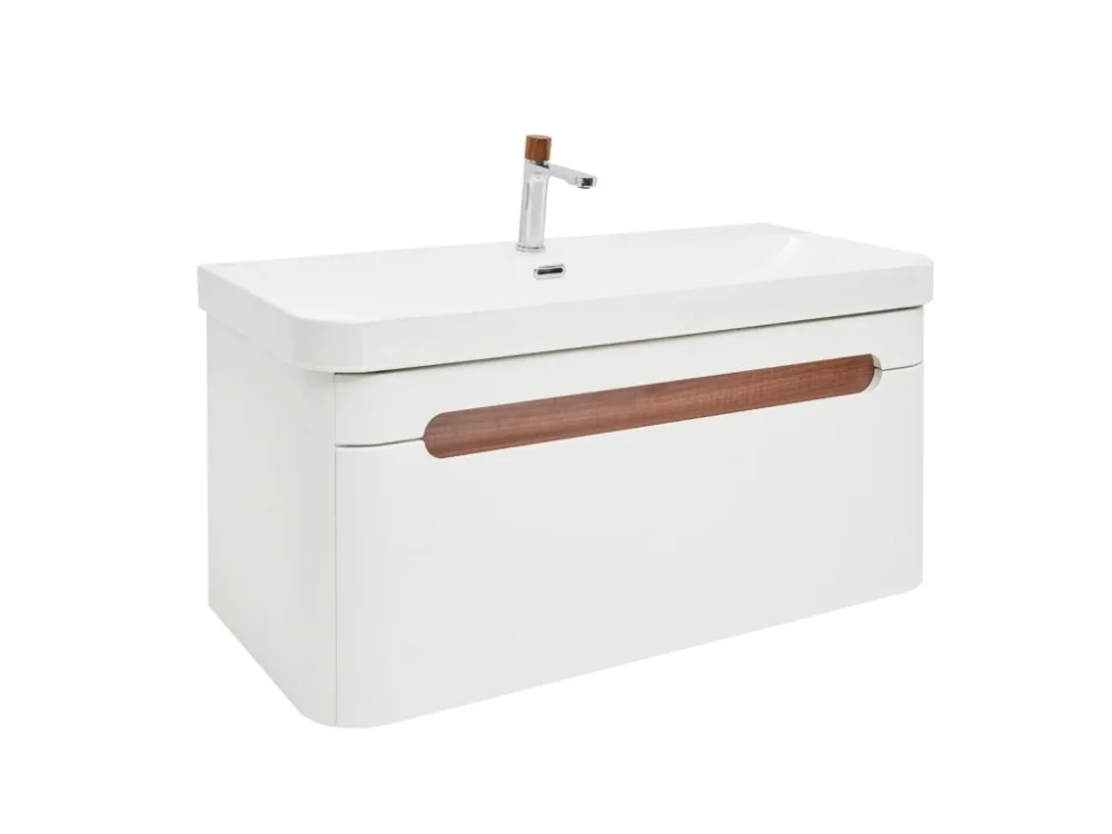 Vrácení Zdarma SAT Koupelnová skříňka s umyvadlem a baterií SAT Fusion 97,5x43x45 cm bílá matná mat SATFUSION100WUBA