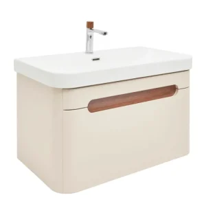 Akce SAT Koupelnová skříňka s umyvadlem a baterií SAT Fusion 77,5x43x45 cm pískově béžová mat SATFUSION80BEMWBA