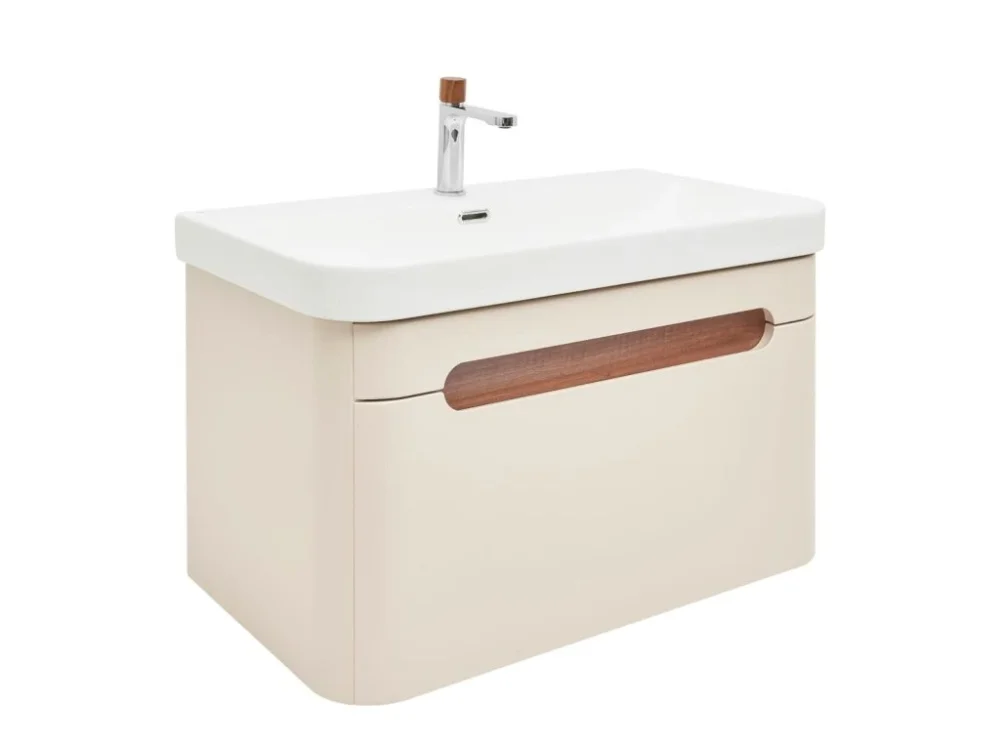 Akce SAT Koupelnová skříňka s umyvadlem a baterií SAT Fusion 77,5x43x45 cm pískově béžová mat SATFUSION80BEMWBA