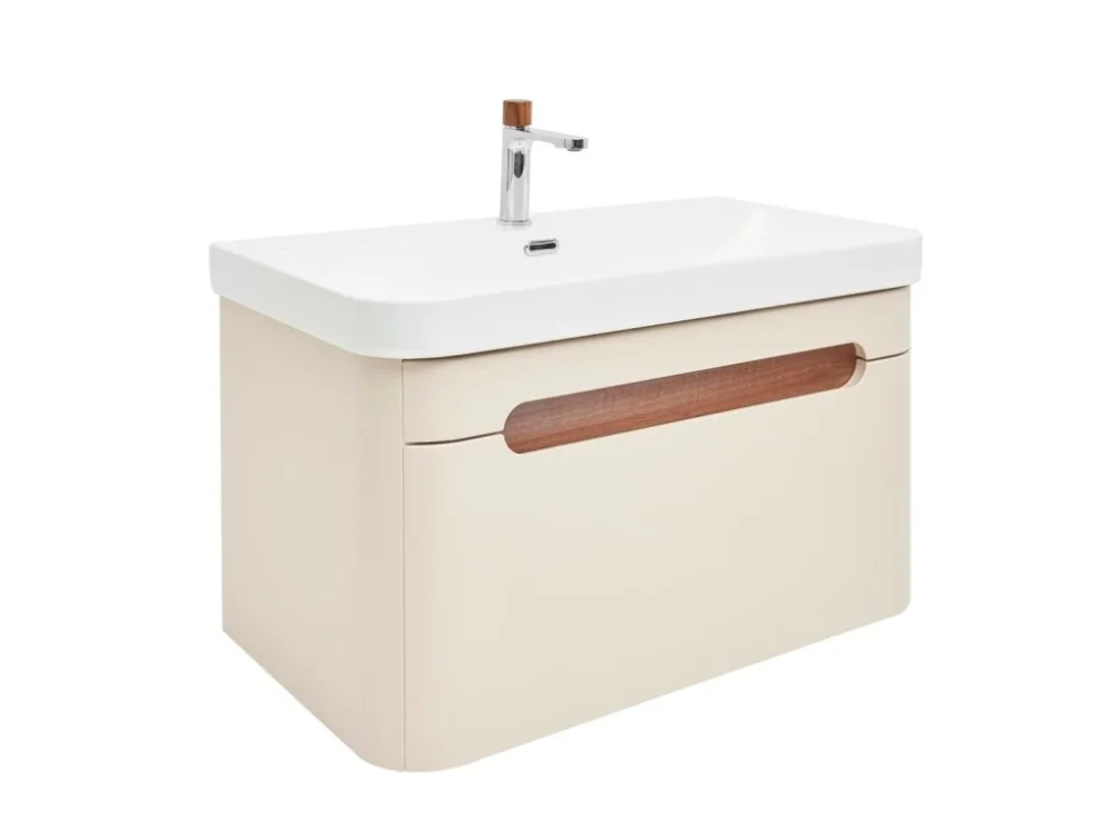 SAT Koupelnová skříňka s umyvadlem a baterií SAT Fusion 77,5x43x45 cm pískově béžová mat SATFUSION80BEUBA Víkendová Akce
