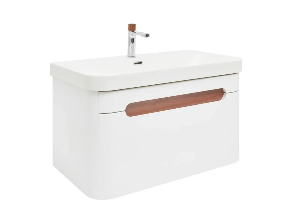 SAT Koupelnová skříňka s umyvadlem a baterií SAT Fusion 77,5x43x45 cm bílá matná mat SATFUSION80WMWBA Vysoce Kvalitní
