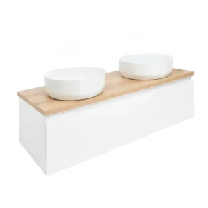 Zlevněný SAT Koupelnová skříňka s krycí deskou SAT B-Way 119x30x45 cm bílá lesk BWAY120WDOAKU2