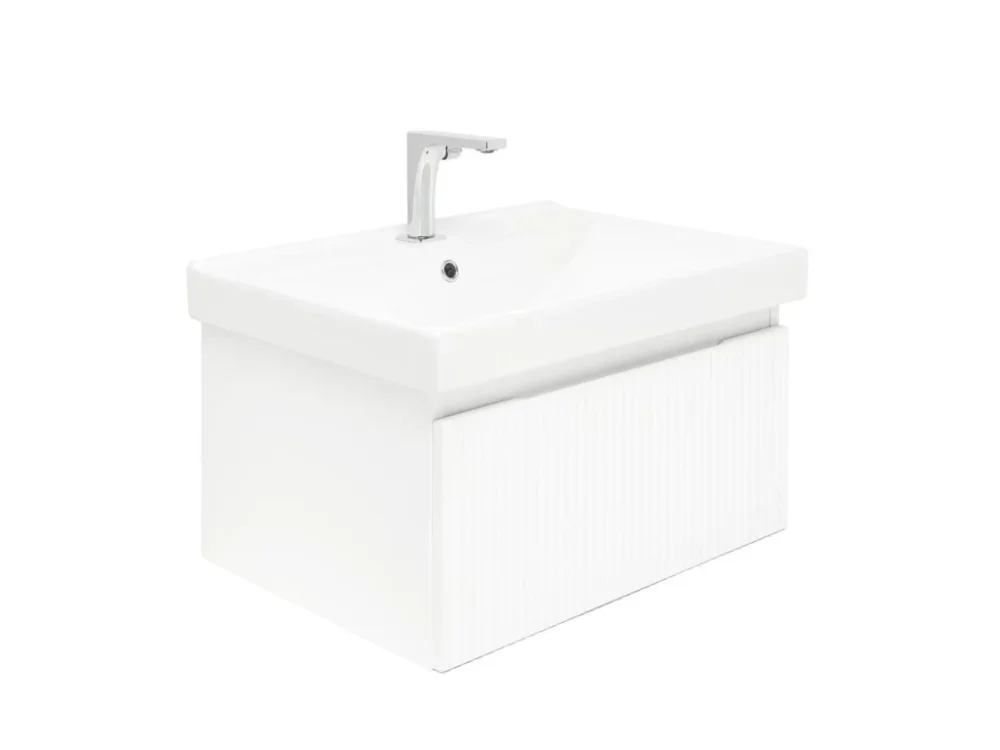 Sleva SAT Koupelnová skříňka s baterií a umyvadlem SAT Evolution 1 58x30x44,8 cm bílá mat SATEVO60WMU1B