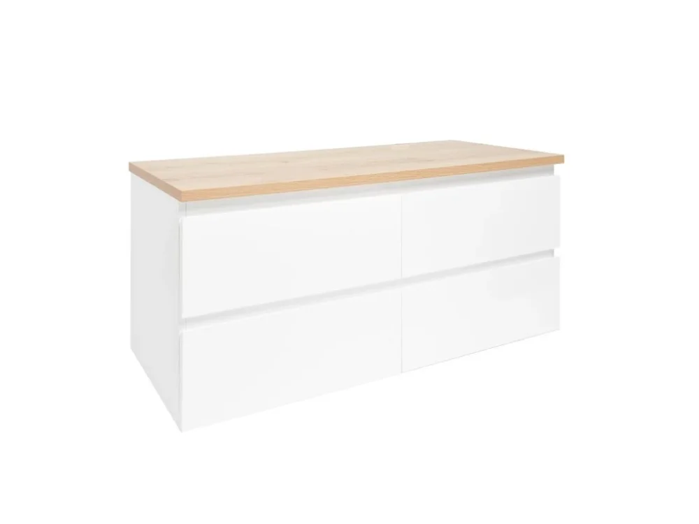 SAT Koupelnová skříňka s krycí deskou SAT B-Way 119x50x45 cm bílá lesk BWAY2120WDOAK Pouze Dnes