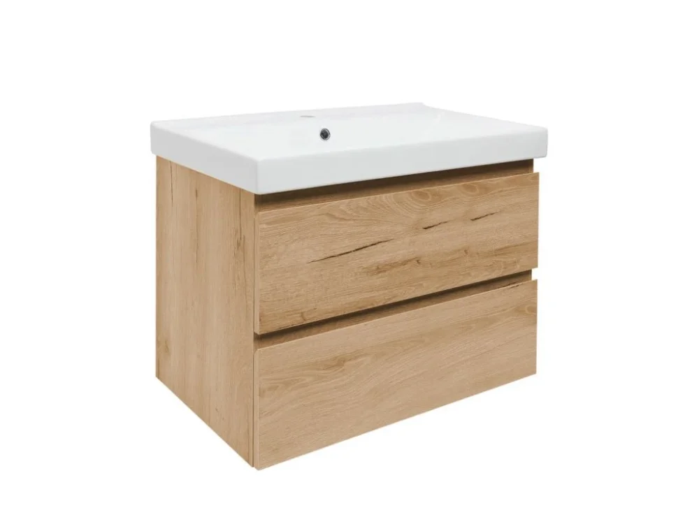 SAT Koupelnová skříňka 2 zásuvková s umyvadlem SAT B-Way 79x50x45 cm dub mat BWAY280OAKU1BI Výhodná Nabídka