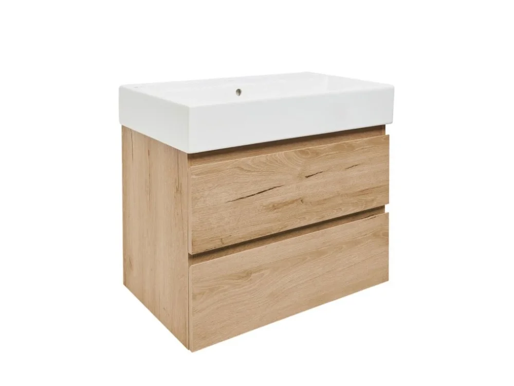 Přímo Od Výrobce SAT Koupelnová skříňka 2 zásuvková s umyvadlem SAT B-Way 79x50x45 cm dub mat BWAY280OAKU2BI