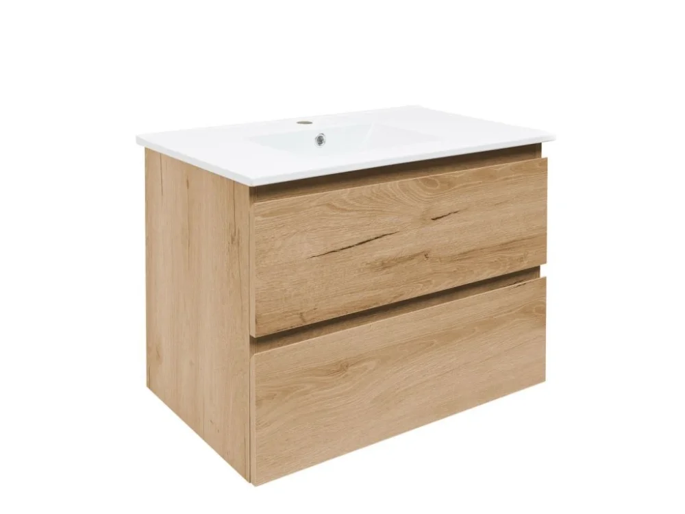 Super Cena SAT Koupelnová skříňka 2 zásuvková s umyvadlem SAT B-Way 79x50x45 cm dub mat BWAY280OAKU4BI