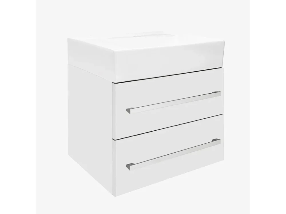 SAT Koupelnová skříňka s umyvadlem SAT Cube Way 60x53x46 cm bílá lesk CUBE46602BISATCWL Akční Nabídka