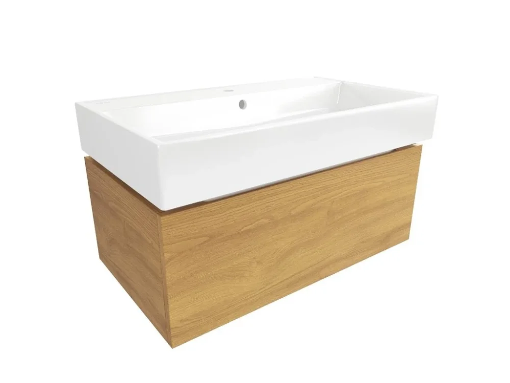 SAT Koupelnová skříňka s umyvadlem SAT Feel 80x30x46 cm medový dub mat SATFEEL80DMU2 Akční Cena