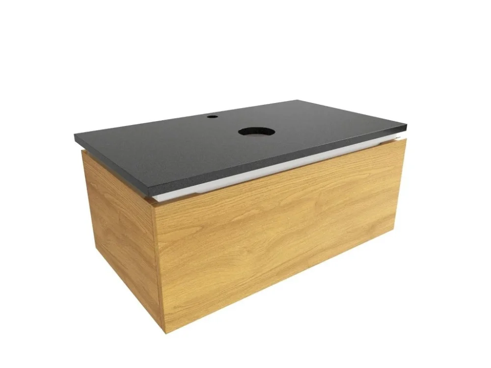 Akční Nabídka SAT Koupelnová skříňka s žulovou krycí deskou SAT Feel 80x30x46 cm medový dub mat SATFEEL80DMZ