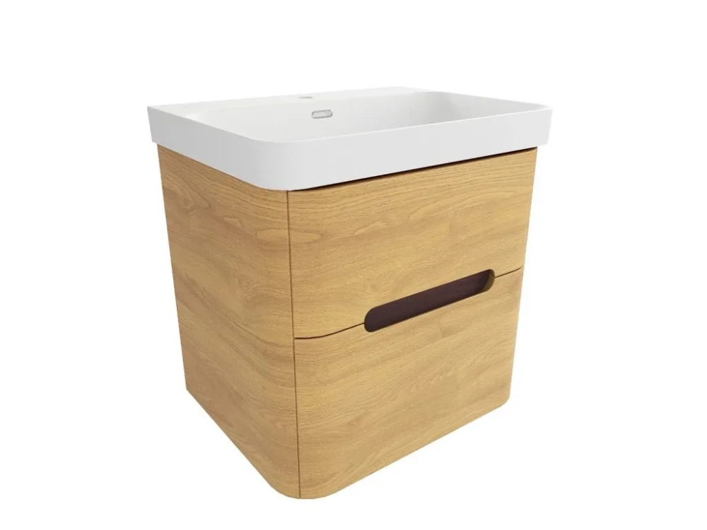 SAT Koupelnová skříňka s umyvadlem SAT Fusion 57,5x53x45 cm dub medový mat SATFUSION260DMMW Novinka