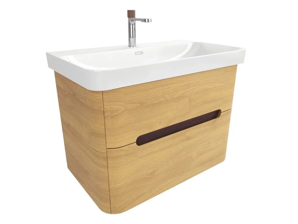 Časově Omezené SAT Koupelnová skříňka s umyvadlem SAT Fusion 77,5x53x45 cm dub medový mat SATFUSION280DMUBA