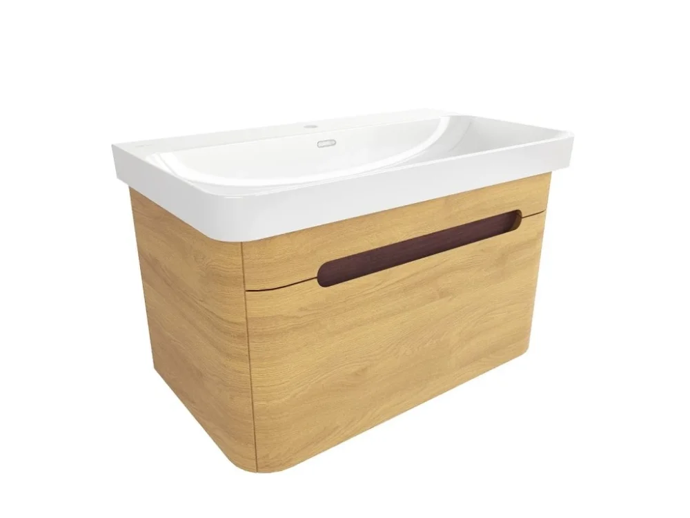 SAT Koupelnová skříňka s umyvadlem SAT Fusion 77,5x43x45 cm dub medový mat SATFUSION80DMU Jen Po Omezenou Doba