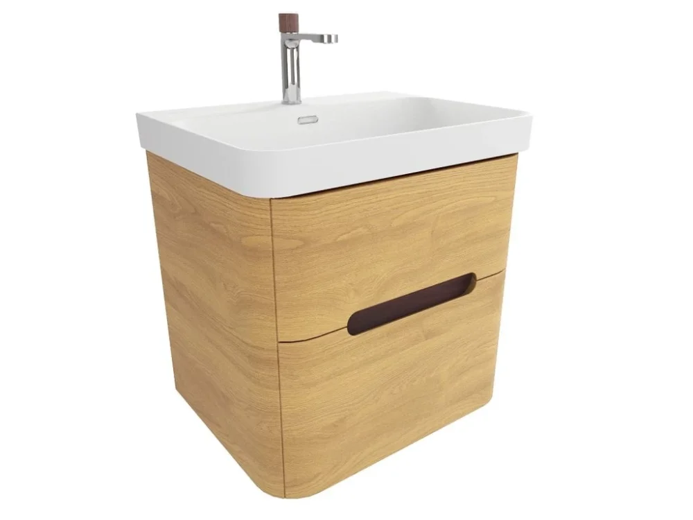 SAT Koupelnová skříňka s umyvadlem SAT Fusion 57,5x53x45 cm dub medový mat SATFUSION260DMMWBA Originální
