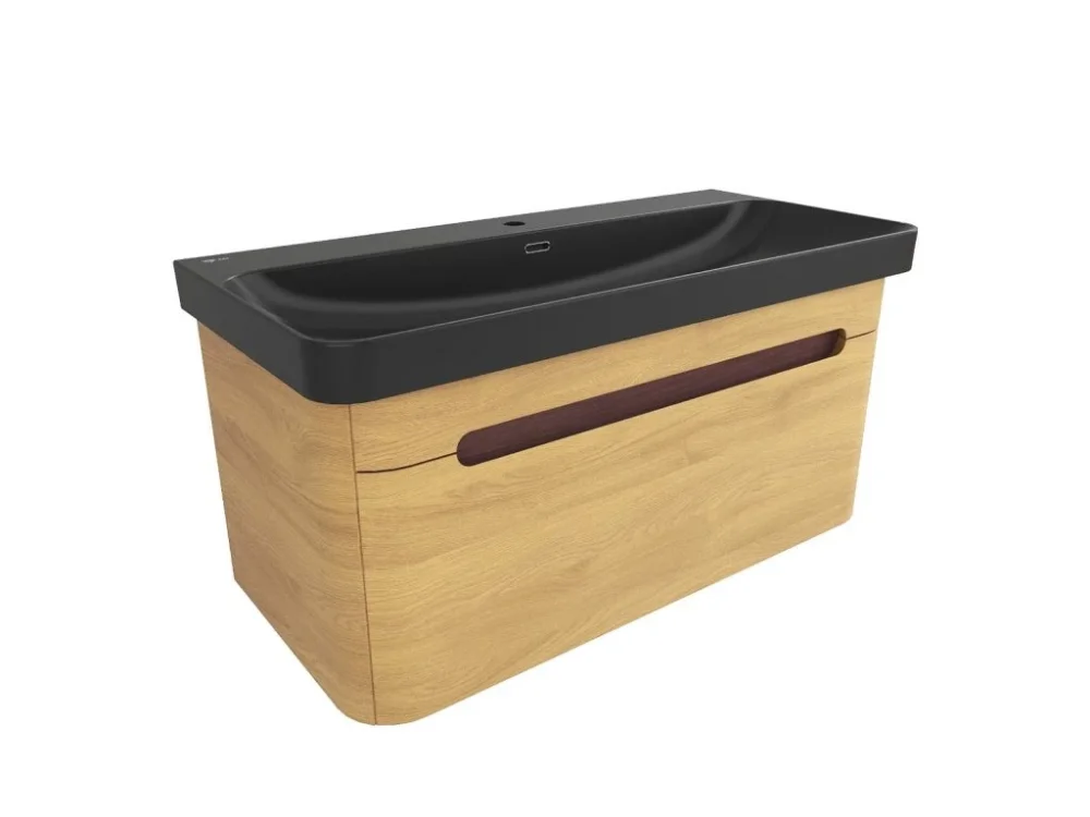 SAT Koupelnová skříňka s umyvadlem SAT Fusion 97,5x43x45 cm dub medový mat SATFUSION100DMBKM Nakupujte Hned