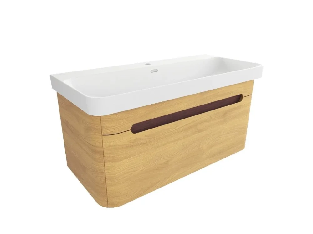 Bezpečná Platba SAT Koupelnová skříňka s umyvadlem SAT Fusion 97,5x43x45 cm dub medový mat SATFUSION100DMMW