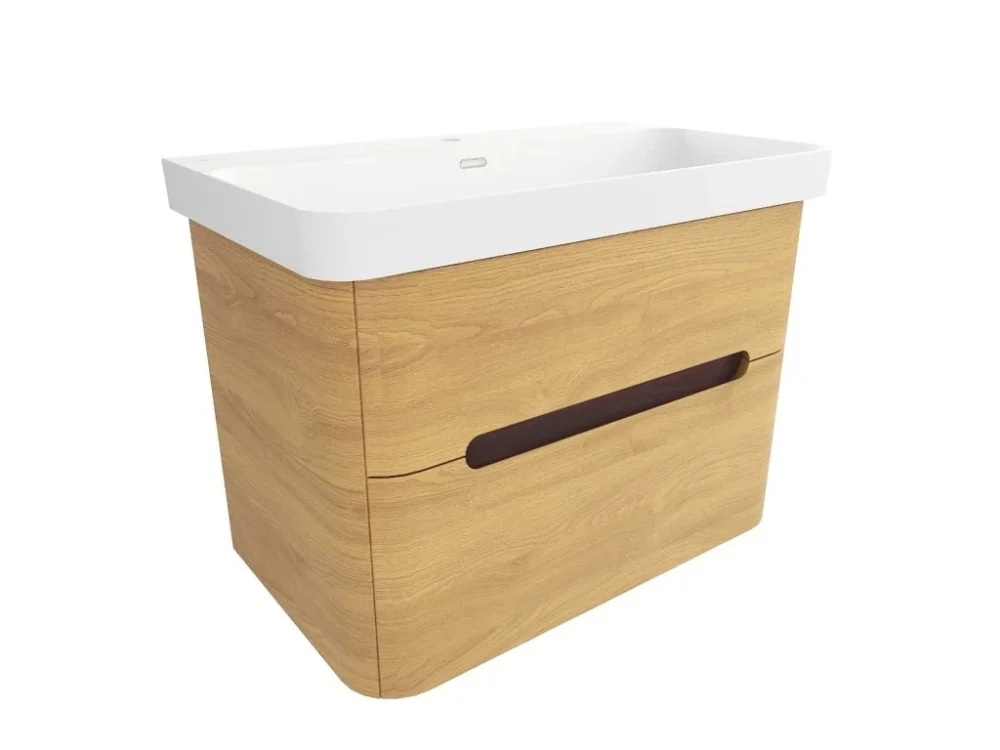 Sezónní Sleva SAT Koupelnová skříňka s umyvadlem SAT Fusion 77,5x53x45 cm dub medový mat SATFUSION280DMMW
