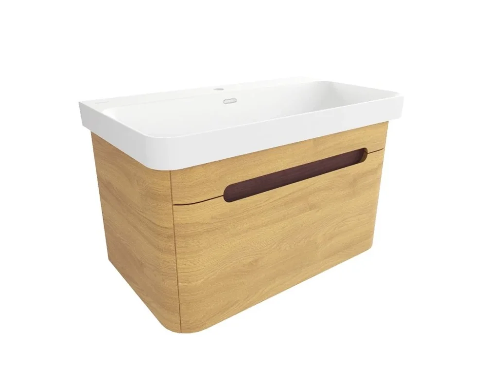 SAT Koupelnová skříňka s umyvadlem SAT Fusion 77,5x43x45 cm dub medový mat SATFUSION80DMMW Nejprodávanější