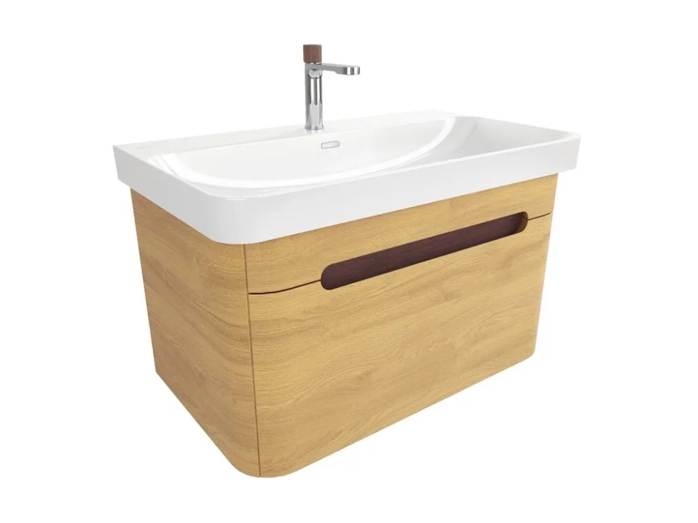 Omezená Nabídka SAT Koupelnová skříňka s umyvadlem SAT Fusion 77,5x43x45 cm dub medový mat SATFUSION80DMUBA