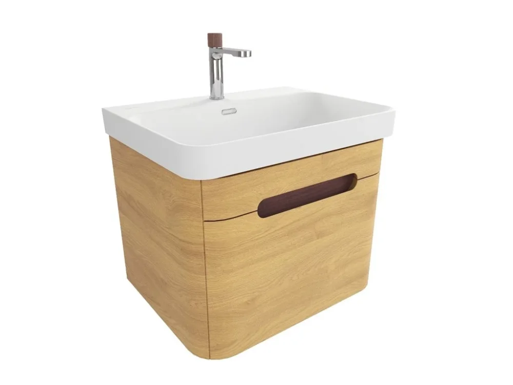 SAT Koupelnová skříňka s umyvadlem SAT Fusion 57,5x43x45 cm dub medový mat SATFUSION60DMMWBA Značkový