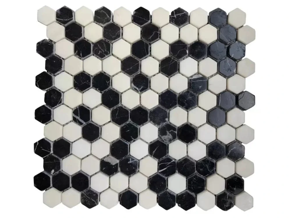 Objednat Nyní Premium Mosaic Stone Kamenná mozaika Premium Mosaic Stone černobílá 28x30 cm mat STMOSHEXW