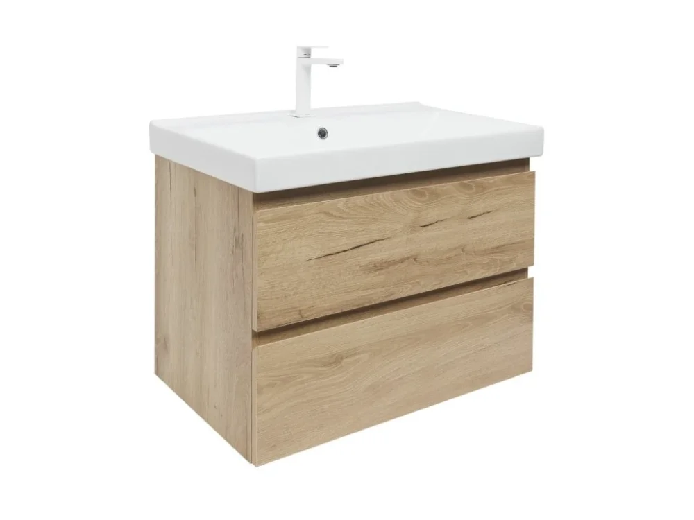 SAT Koupelnová skříňka 2 zásuvková s umyvadlem SAT B-Way 79x50x45 cm dub mat BWAY280OAKU1BBI Originální