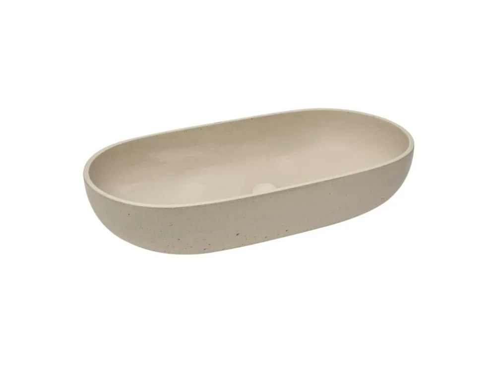 SAT Umyvadlo na desku SAT Cemento 65x35 cm písková mat bez otvoru pro baterii, bez přepadu CEM6535P Výhodná Nabídka