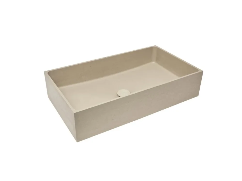 SAT Umyvadlo na desku SAT Cemento 64x37 cm písková mat bez otvoru pro baterii, bez přepadu CEM6437P Nejlepší Volba