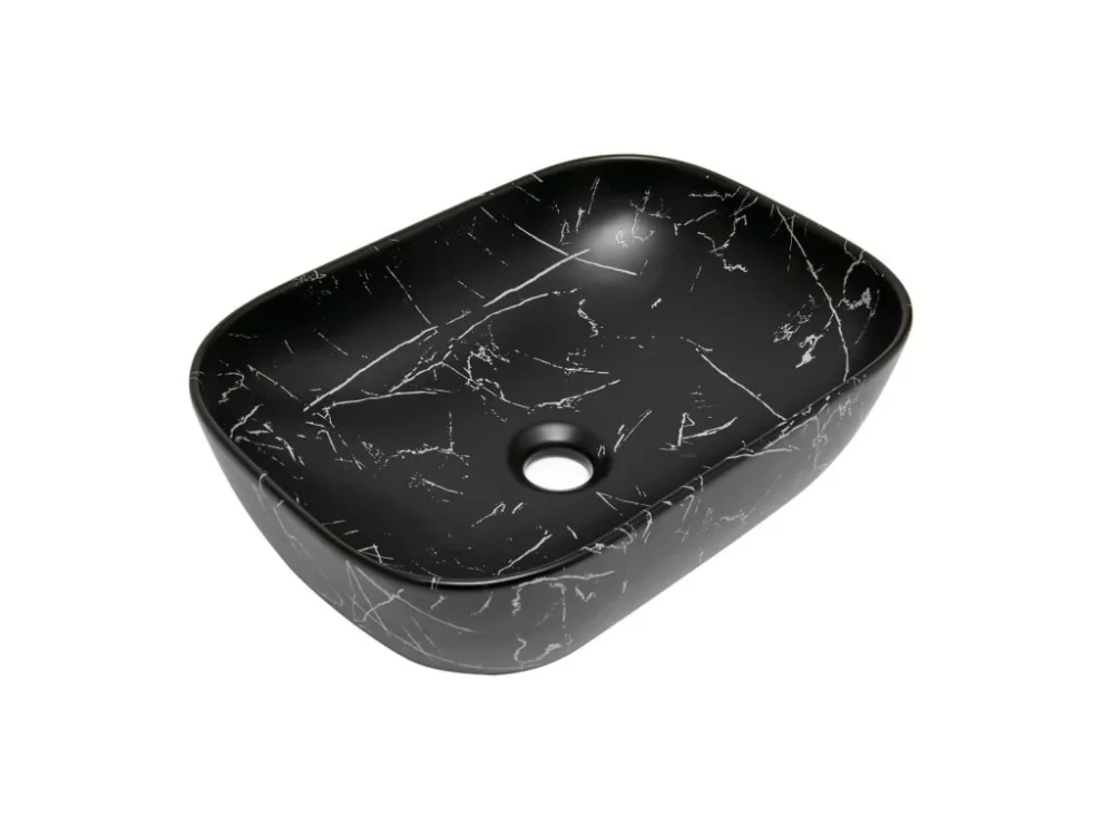 Finální Výprodej SAT Umyvadlo na desku SAT Infinitio 45,5x32,5 cm mramor černá mat bez přepadu SATINF4532MRBKM