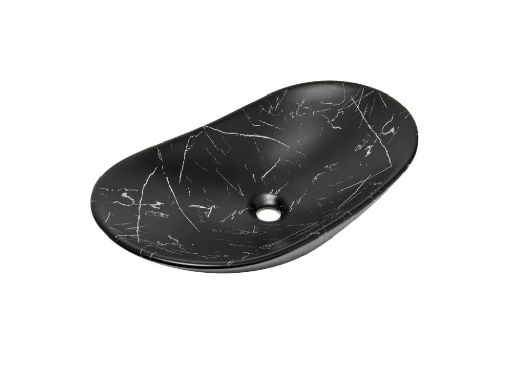 SAT Umyvadlo na desku SAT Infinitio 61,5x36 cm černý matný mramor, bez přepadu SATINF61536MRBKM Horká Nabídka