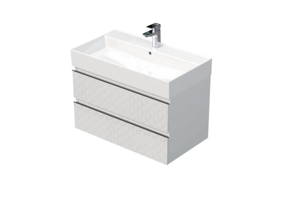 SAT Koupelnová skříňka s umyvadlem SAT Cube Way 80x47,5x46 cm bílá mat CUBE3D46802ZBSAT Víkendová Akce