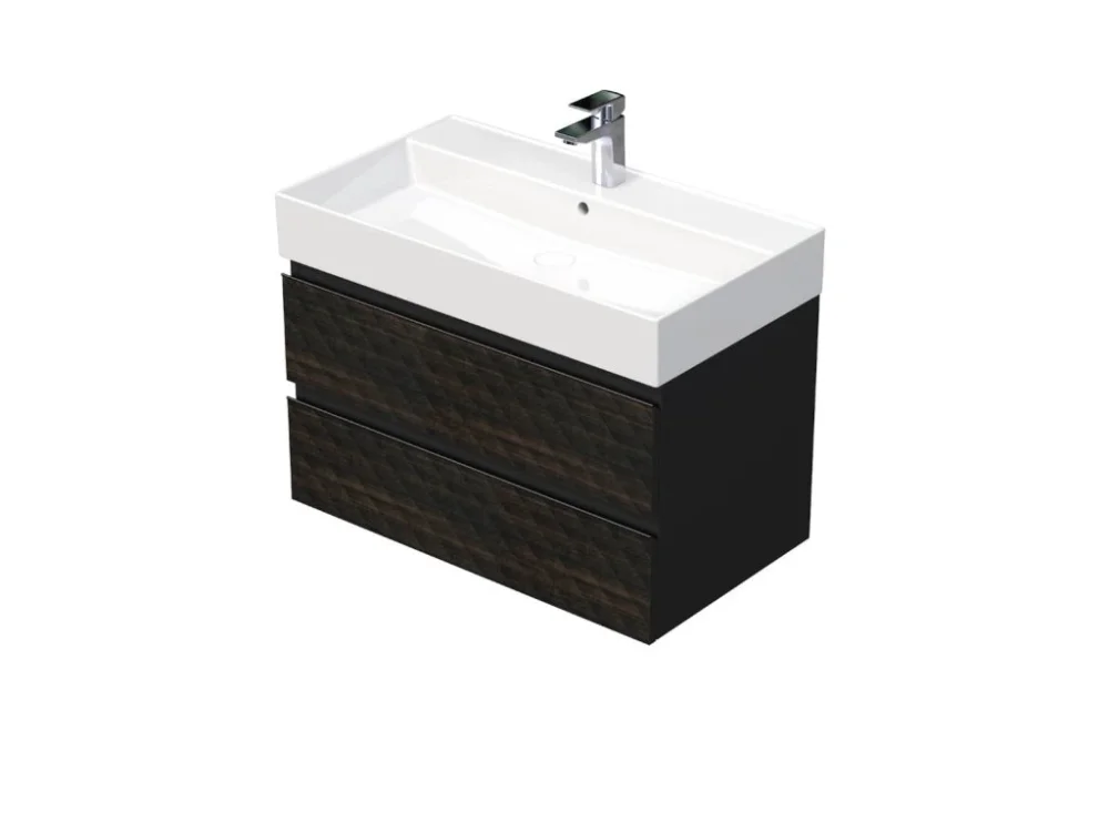 Vysoce Kvalitní SAT Koupelnová skříňka s umyvadlem SAT Cube Way 80x47,5x46 cm hnědá mat CUBE3D46802ZHSAT