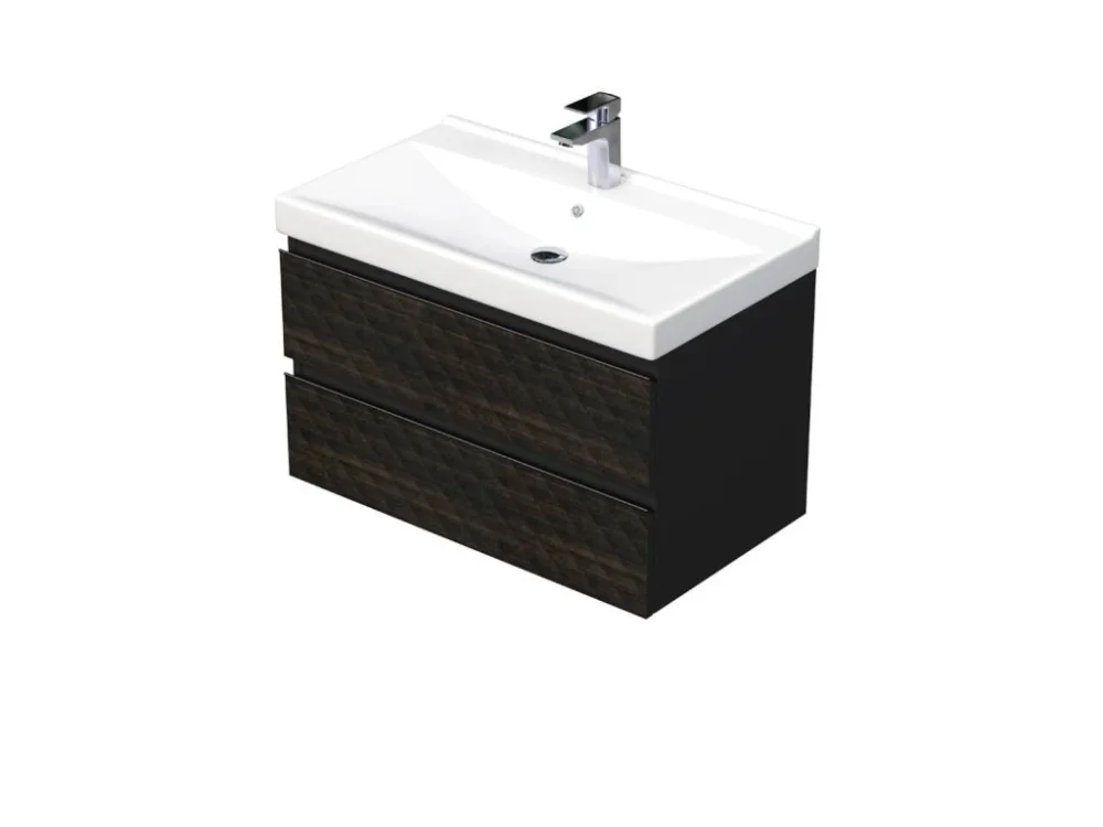 Sezónní Sleva SAT Koupelnová skříňka s umyvadlem SAT Cube Way 80x47,5x46 cm hnědá mat CUBE3D46802ZHVER