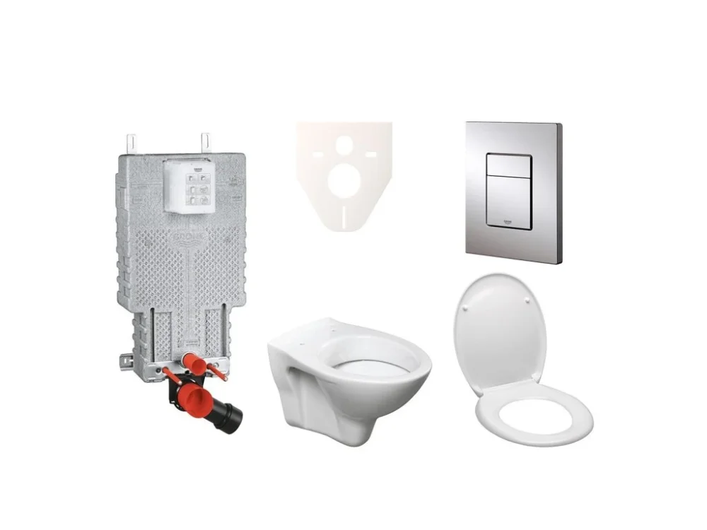 Vysoce Kvalitní Grohe Cenově zvýhodněný závěsný WC set GROHE k zazdění + WC Ceramia S-Line Pro 38643SET-KD