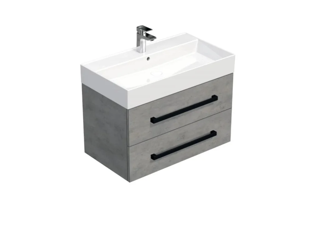 SAT Koupelnová skříňka s černou úchytkou a umyvadlem SAT Cube Way 80x53x46 cm beton mat CUBE46C802BESAT Nejlepší Cena