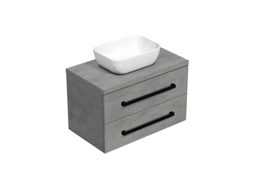 Expresní Doručení SAT Koupelnová skříňka s černou úchytkou a krycí deskou SAT Cube Way 80x47,5x46 cm beton mat CUBE46C803BE45