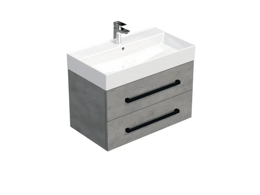 SAT Koupelnová skříňka s černou úchytkou a umyvadlem SAT Cube Way 80x53x46 cm beton mat CUBE46C803BESAT Sleva