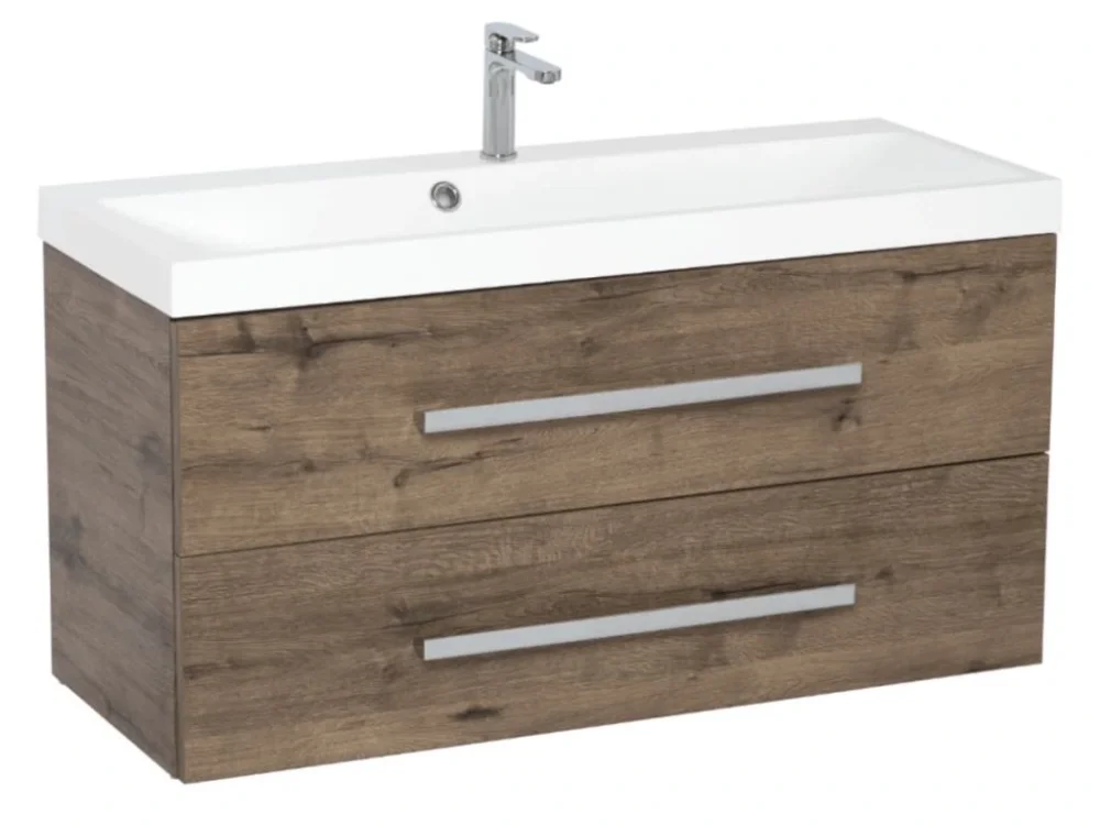 SAT Koupelnová skříňka s umyvadlem SAT Cube Way 100x40 cm dub wellington CUBE2100ZDW Víkendová Akce
