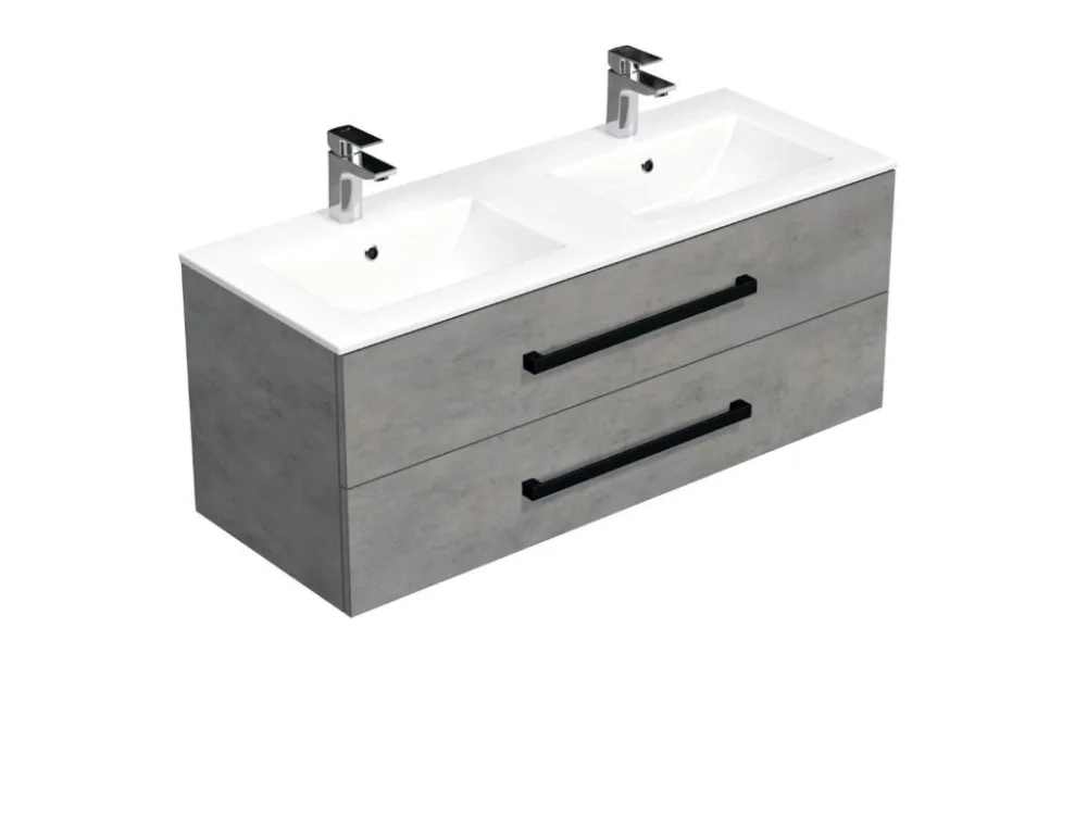 SAT Koupelnová skříňka s černou úchytkou a umyvadlem SAT Cube Way 120x53x46 cm beton mat CUBE46C1202BEMOD Nakupujte Hned