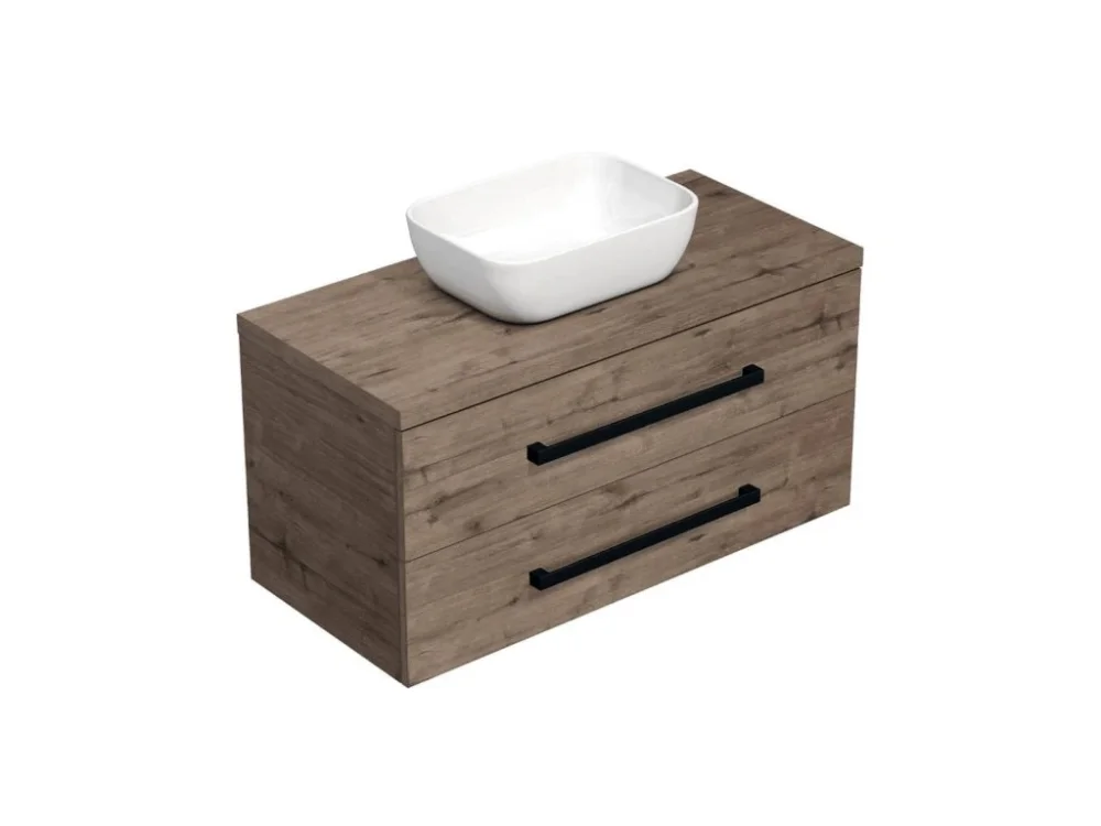 Nejprodávanější SAT Koupelnová skříňka s černou úchytkou a krycí deskou SAT Cube Way 100x46x47,5 cm dub Wellington mat CUBE46C1003DWSAT45
