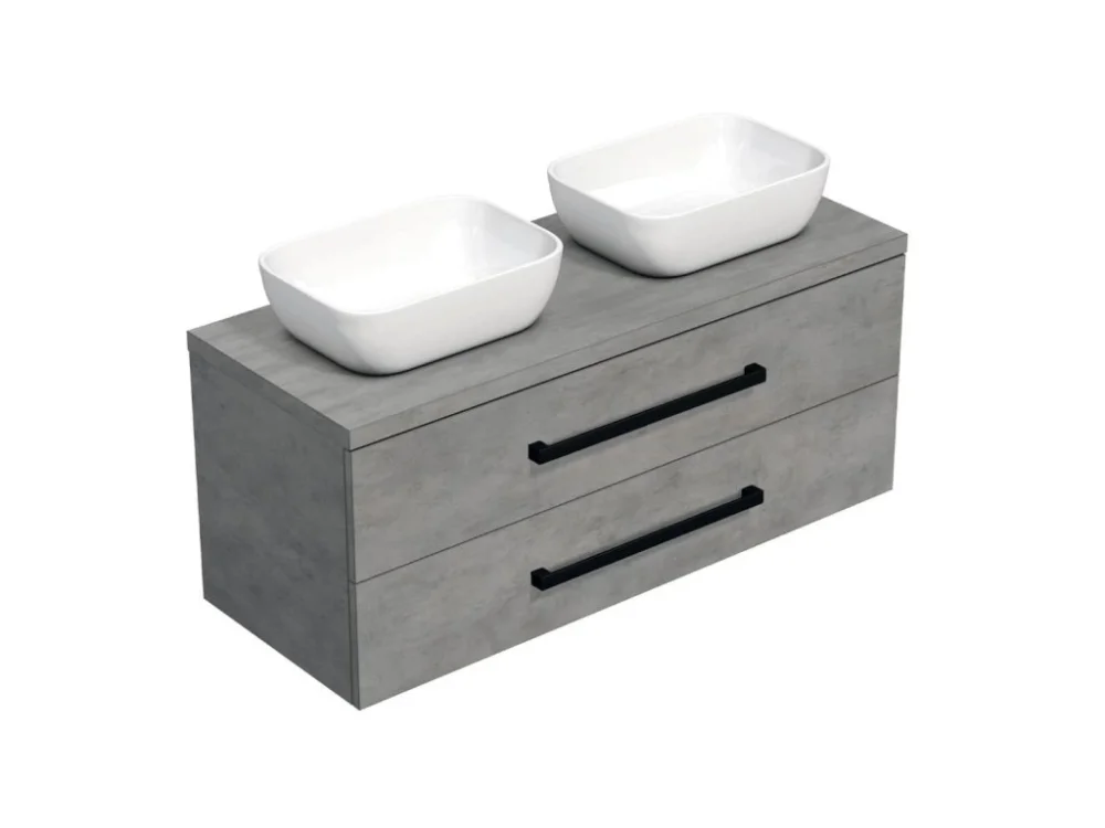 SAT Koupelnová skříňka s černou úchytkou a krycí deskou SAT Cube Way 120x71x46 cm beton mat CUBE46C1203BESAT45 Hit Sezóny