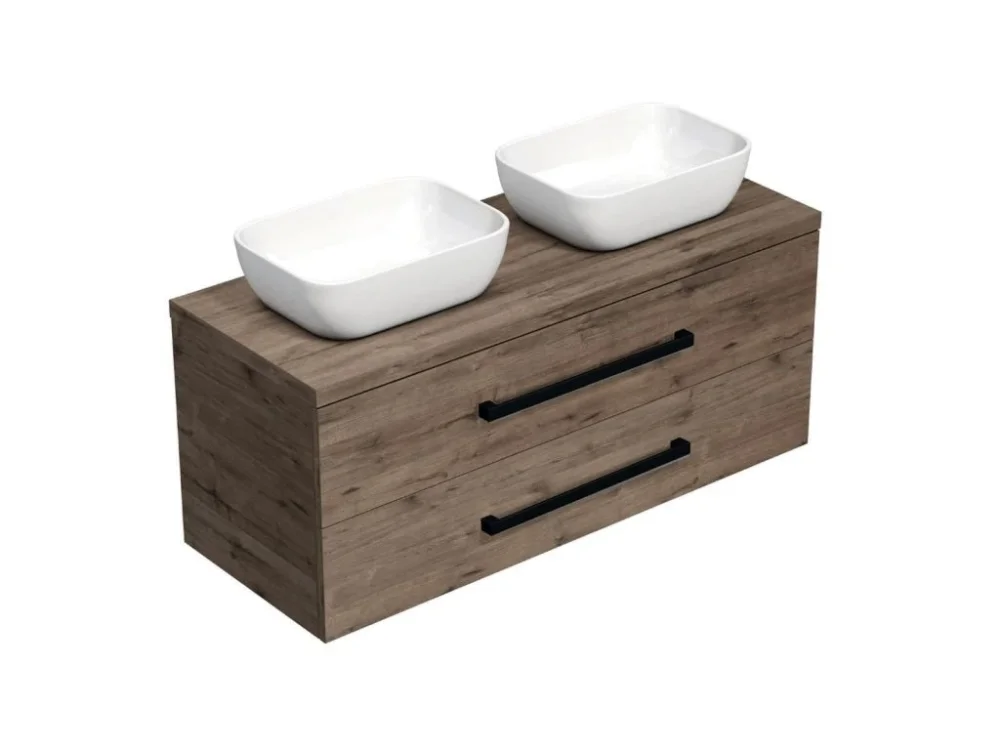 SAT Koupelnová skříňka s černou úchytkou a krycí deskou SAT Cube Way 120x47,5x46 cm dub Wellington mat CUBE46C1203DW45 Přímo Od Výrobce