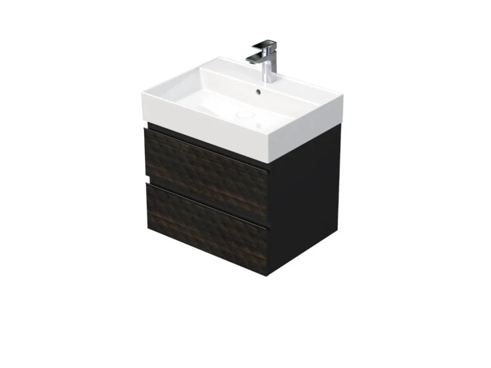 SAT Koupelnová skříňka s umyvadlem SAT Cube Way 60x47,5x46 cm hnědá mat CUBE3D46602ZHSAT Bezpečná Platba