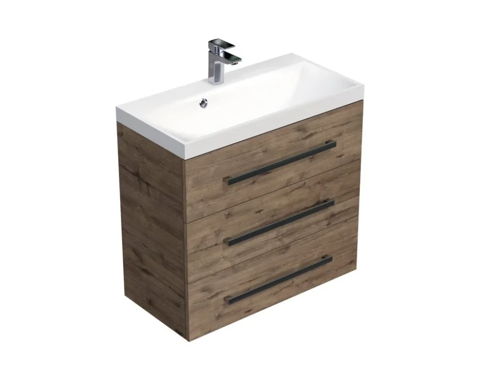 Vysoce Kvalitní SAT Koupelnová skříňka s umyvadlem SAT Cube Way 80x76,5x40 cm dub wellington CUBE2803DW